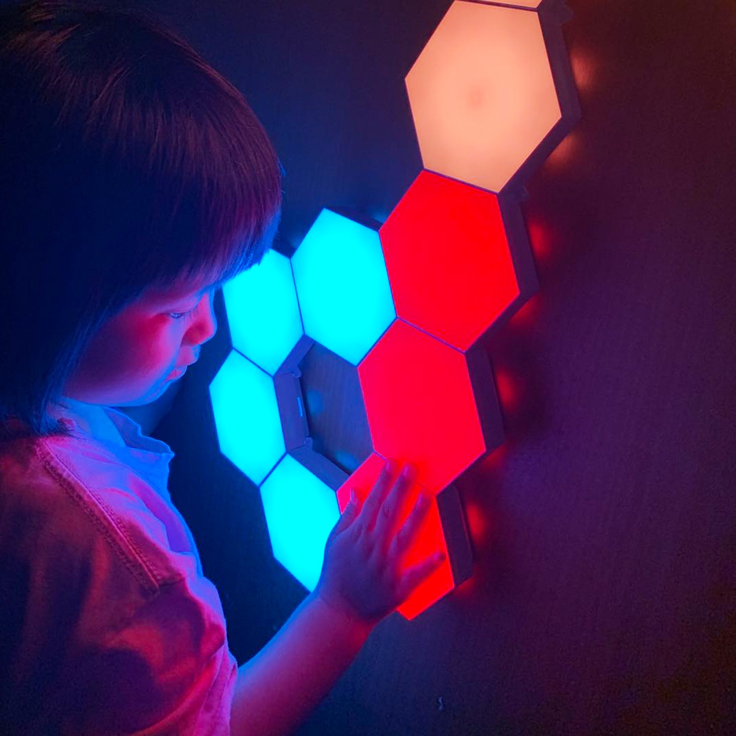 DIY RGB 모듈 형 육각 빛 터치 센서 원격 제어 다채로운 벌집 양자 램프 스마트 접합 Led 기하학적 패널